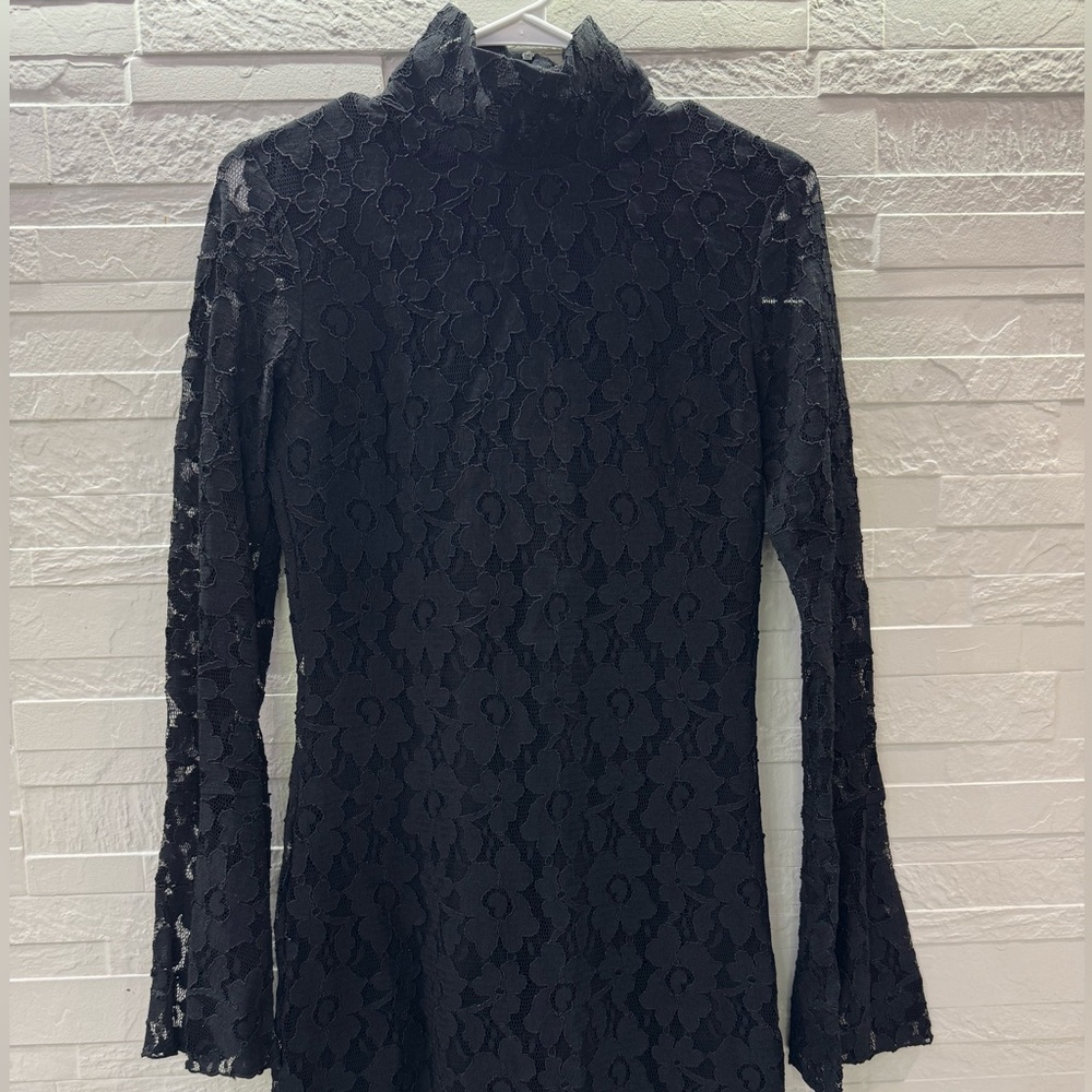 INC International Concepts Black Lace Blouse